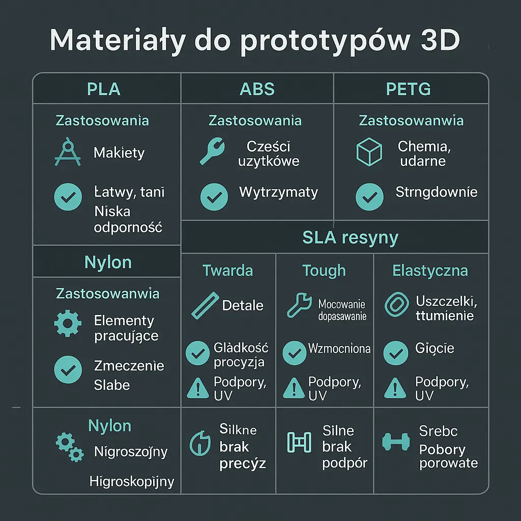 materiały do prototypów 3d