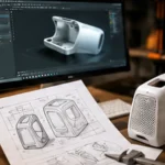 Model CAD i fizyczny prototyp produktu wykonany metodą druku 3D